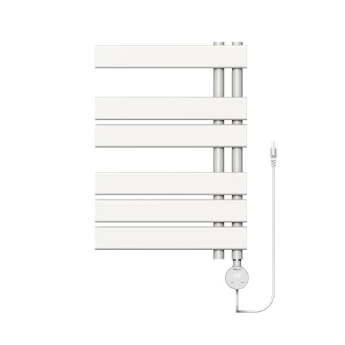P&Dlusir M205 Electric Towel Warmer, White, H19.69 x W19.69 | Heated Towel Rack, No Preheat, Fast Dry, Precise Timer, Plug-in/Hardwired - color: White, size: 24.4"H x 19.69"L