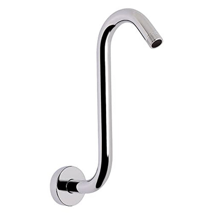 S Shaped Shower Arm, High Rise Shower Head Extension Pipe Standard 1/2" Connection with Flange, Awesome Shower Experience-Stainless Steel Bathroom Accessory(10 Inch S Shape, Chrome Finish) - color: Chrome Finish, style: 10" S Shape