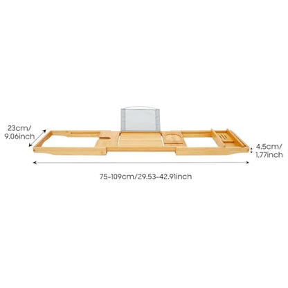 Premium Bathtub Tray Caddy, Expandable Bamboo Bath Tray with Storage, Wood Bath Trays for Tub, Unique House Warming Gifts, New Home, Mothers Day & Birthday Gifts
