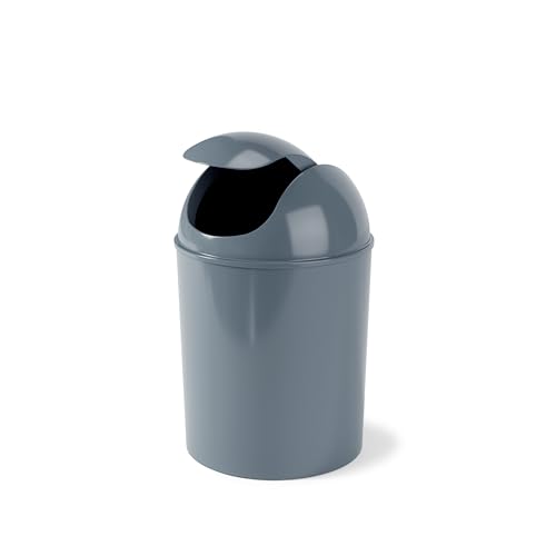 Umbra 1.25 Gallon Mini Waste Can with Removable Swing-Top Lid - Small Garbage Bin for Kitchen, Bathroom, Bedroom, Office - Compact Trash Can Fit Under Tables & Counters - Slate Blue - color: Slate Blue