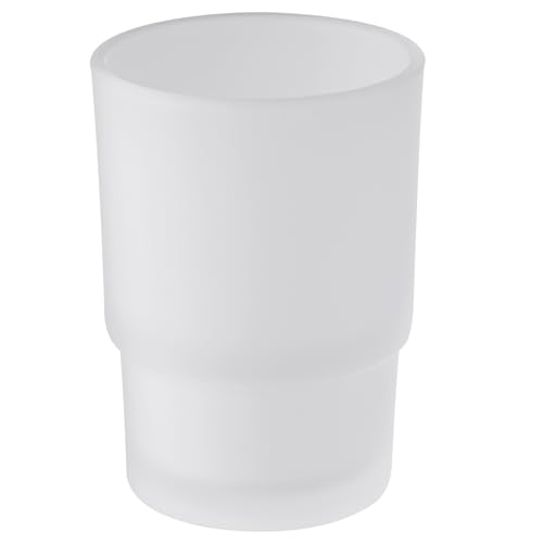 Aomasi Glass Bath Rinse Cup for Bathroom Sink, Frosted White Toothbrush Cup | Thickened Substantial Glass, Modern Bathroom Tumbler Cup for Daily Drinking Water, Easy to Clean, Cabinet Small Items Storage - color: Frosted White