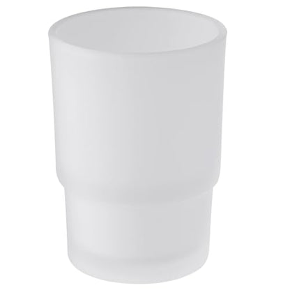 Aomasi Glass Bath Rinse Cup for Bathroom Sink, Frosted White Toothbrush Cup | Thickened Substantial Glass, Modern Bathroom Tumbler Cup for Daily Drinking Water, Easy to Clean, Cabinet Small Items Storage - color: Frosted White