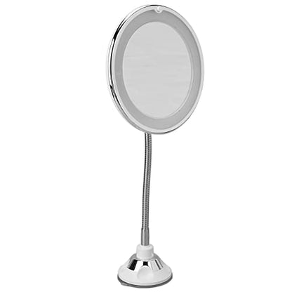 Asixxsix Lighted Makeup Mirror, 10X Magnification LED Fill Light Magnifying Mirror Vanity with Flexible Gooseneck for Bathroom Suction Cup Installation Portable Design