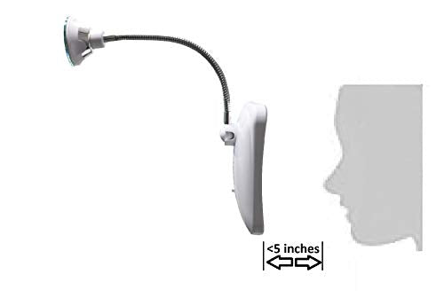 Square Flexible Gooseneck LED Lighted 10X Magnifying Makeup Mirror, Power Locking Suction Cup, Bright Diffused Light, 360 Degree Swivel, Portable Cordless Travel and Home Bathroom Vanity Mirror