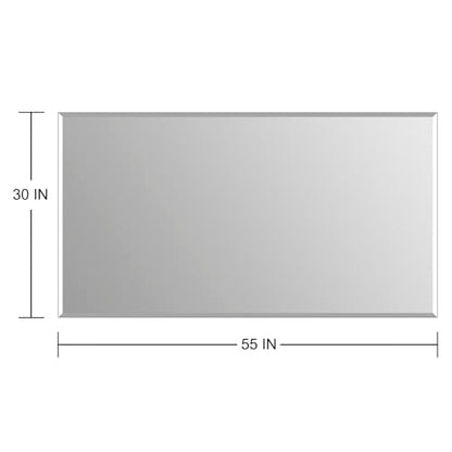Ruomeng Frameless Mirror for Wall, 55x30 Inch Bathroom Vanity Mirror Farmhouse, Large Rectangle Mirror with Beveled Edge, Tempered Glass, Hangs Horizontally or Vertically - size: 55"L x 30"W