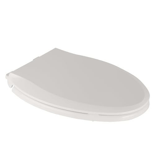 Soft Close Elongated Toilet Seat – Durable Thick Polypropylene, Ergonomic, Stable, Easy Install & Clean – Fits Standard Commercial Toilets – 19" Biscuit Color - color: Buscuit, size: Elongated