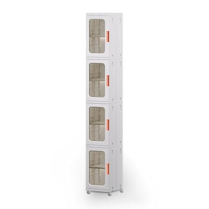Narrow Storage Cabinet with Doors and Shelves Tall Skinny Bathroom Storage Kitchen Cabinet with Adjustable Shelf Cabinet Organizer Toilet Paper Storage Linen Closet 4 Layer (White)