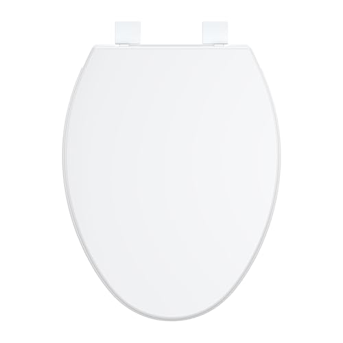 GarveeTech Toilet Seat, Elongated Toilet Seat, Quick-Release Structure Toilet Seat, Quick-Attach Hardware & Full Flat with Grip-Tight Bumpers, Quiet-Close Seat, White - size: 19"
