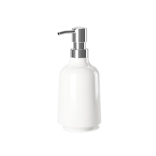 Umbra Step Soap Pump, Refillable Hand Soap Dispenser, 13 OZ, White | Melamine construction, glossy finish, durable for busy homes, kitchen or bathroom