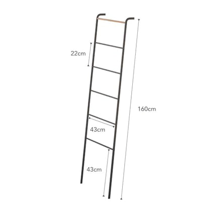 Yamazaki Home Tower Leaning Ladder Rack, Space Saving - Ladder, 63" - Steel | Leaning ladder hanger for bedroom, closet, living room, bathroom storage. Non-slip rubber caps protect floors and walls. - color: Black
