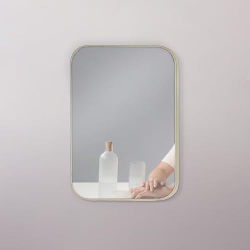 8-Inch Table Desk Vanity Makeup Mirror, Simple Portable Travel Mirror with Stand, Standing and Wall Hanging Dual-use, Beige - color: Beige