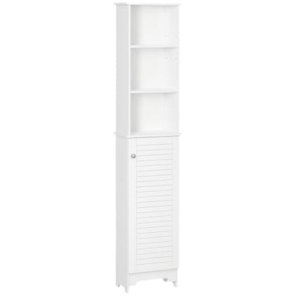 HOMCOM Tall Bathroom Storage Cabinet Freestanding with 3-Tier Shelf White | Linen Tower, Open Adjustable Shelf