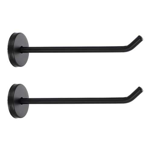 uxcell 2Pcs 5.7 Inch Coat Hooks, Stainless Steel Long Nose Wall Mount Hook, Robe Towel Hangers with Screws for Livingroom Bathroom Closets and Wardrobe, Black - color: Black, size: 5.7 Inch