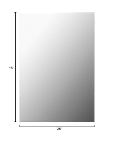 36x48 Inch Rectangle Frameless Bathroom Vanity Mirror with Beveled Edge - Shatterproof Wall Mounted Decorative Glass with Safety Backing for Living Room Bedroom Hallway Entryway - Fab Glass and Mirror - size: 48"L x 36"W, style: Rectangle