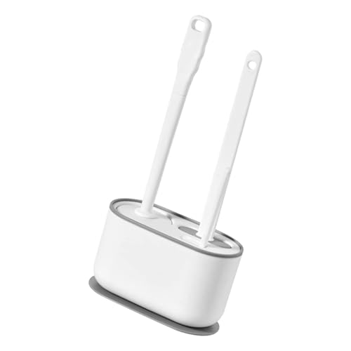 Cyrank Toilet Brush, Toilet Brush with Ventilated Holder Toilet Bowl Brush Plunger Set Toilet Brush Plunger Combo for Restrooms(White)