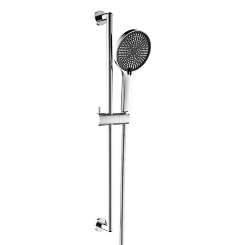Handheld Shower Head with Slide Bar, 26 Inch Stainless Steel Shower Slide Bar with 3 Function Shower Head, Chrome - style: Chrome