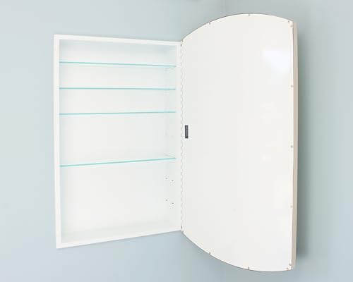 20x30 Harper Crescent Metal Framed Rectangle Recessed Bathroom Medicine Cabinet, Arced Mirror, 18x28 in-Wall Opening, Adjustable Glass Shelves, Magnet Close, Chrome - color: Chrome, size: 20x30