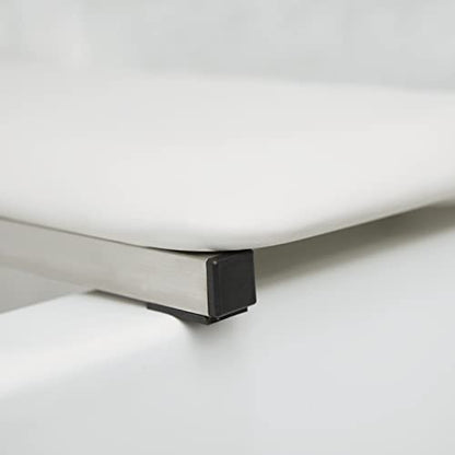 Hermosa 32" x 13.5" Back Wall-Mount Folding White Padded Tub Seat for Adults - color: Naugahyde White