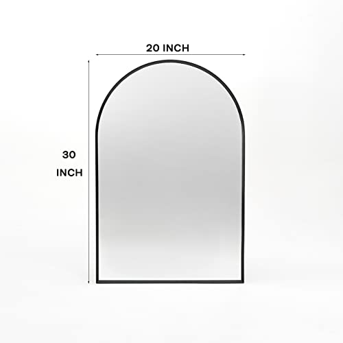 Black Arched Mirror 20x30in, Metal Framed Bathroom Vanity Wall | Tempered Glass, Shatter Proof, Living Room Bedroom Entryway, Modern Elegant Design - color: Black, size: 30"L x 20"W, style: Arched