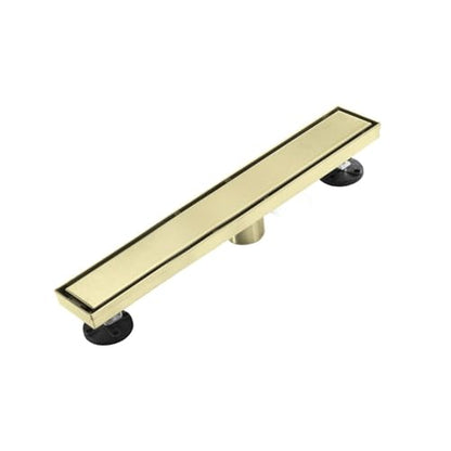 AVSIILE Linear Shower Floor Drain, Brushed Gold 18 Inch 304 Stainless Steel Bathroom Drains Kit, Rectangular Shower Trench Drain with Reversable Tile-in Pattern Drain Cover & Hair Catcher - color: Brushed Gold, size: 18 Inch