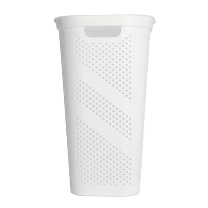 24" Plastic Hinged-Lid Rectangle Laundry Hamper, All Ages, White