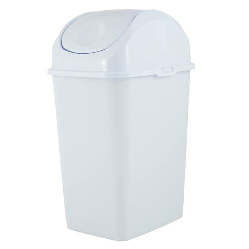 Superio Mini Desktop Trash Can with Swing Top Lid Portable Plastic Garbage Can for Countertop, Desktop, Make up Vanity, Bathroom, Car, Under Sink, Dorm, Compact Waste Bin 5 L, 1.25 Gal. (White) - size: 1.25 Gallon, style: 1 Pack