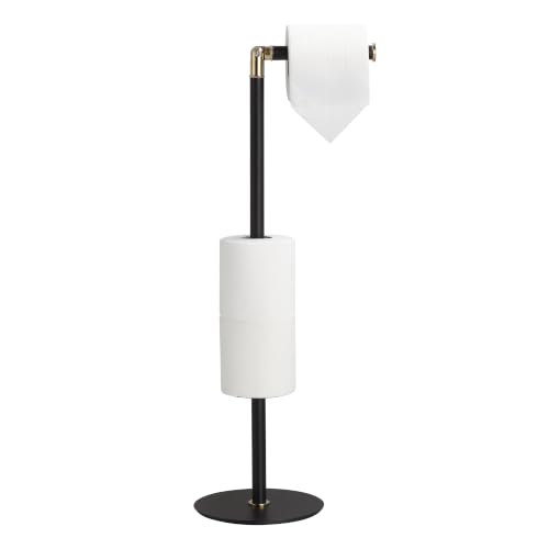 Black 3-Roll Tissue Holder, Weighted Base, Swivel Arm & Tray Black - color: Black Gold