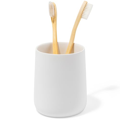 Yew Design Matte White Bathroom Toothbrush Holder Cup - Round - color: Round Matte White