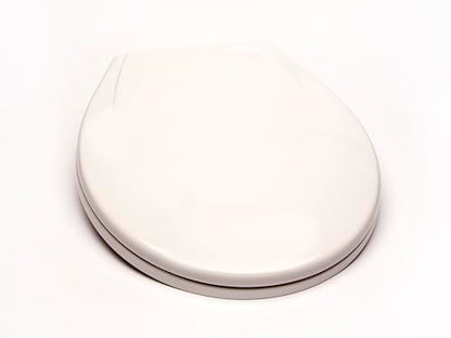 2Q1R6-04 Builder Grade Slow Close Plastic Toilet Seat with Vari-Adjust Lok-Down R'N'C Hinge and Quik-Lok Mounting Hardware, Round, Cotton White - color: Cotton White, style: Round