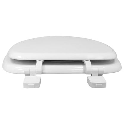White Heavy Duty Elongated Toilet Seat, Soft Close Non-Slip Bumpers, Durable Plastic for Bathroom, Hotel Home Use