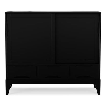 SIMPLIHOME Lev 39" Wide Solid Wood Storage Cabinet in Smoky Brown - color: Black, size: 48 inch