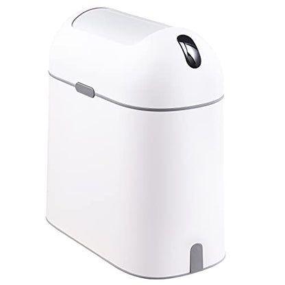 ELPHECO Bathroom Trash Can with lid, 2.5 Gallon, Motion Sensor, White Grey | Waterproof Garbage Can, Automatic Waste Basket, Butterfly Lid, Plastic Garbage Bin for Bedroom and Office - color: Grey