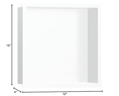hansgrohe XtraStoris Individual Recessed Wall Niche Matte White with Design Frame 12"x 12"x 4" in Matte White, 56099700 - color: Matte White