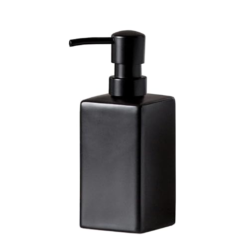 Lotion Dispenser Matte Soap Dispenser Ceramic Lotion for Bathroom Countertop Dish Soap Pump - color: Matte Black, size: Square