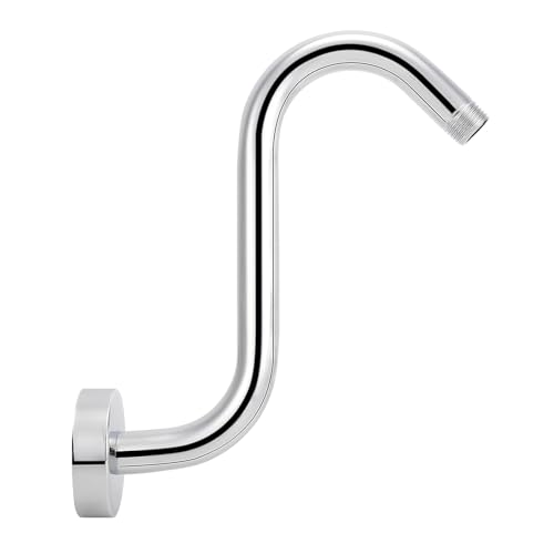 NearMoon S Shaped Shower Head Riser Arm, Shower Extender Arm with Flange, Standard 1/2" Connection- Bathroom Accessory (8 Inch, Chrome) - color: Chrome, style: 8 Inch