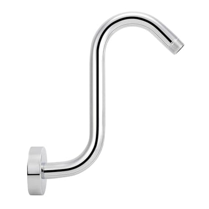 NearMoon S Shaped Shower Head Riser Arm, Shower Extender Arm with Flange, Standard 1/2" Connection- Bathroom Accessory (8 Inch, Chrome) - color: Chrome, style: 8 Inch