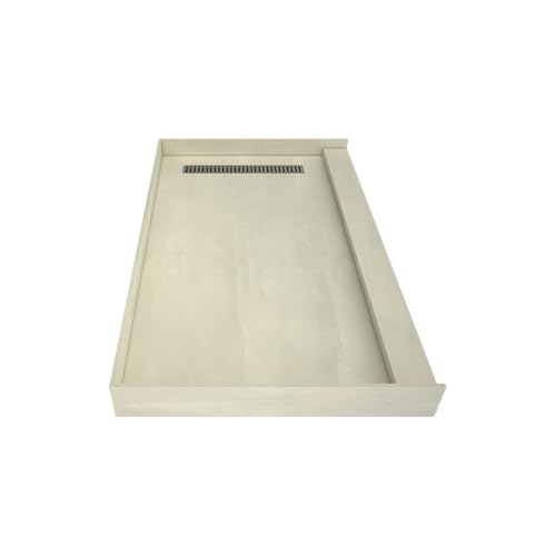 Redi Trench 36 In x 60 In Single Curb Tileable Shower Pan with Right Drain and Linear Brushed Nickel Grate - color: Right Drain, Single Curb, Brushed Nickel