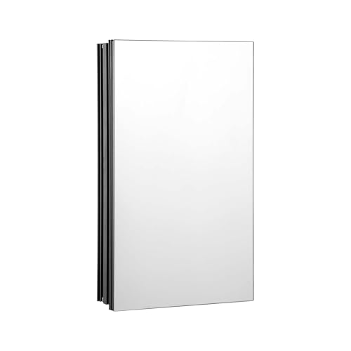 VEVOR Medicine Cabinet, 14 x 24 inches, Medicine Cabinet for Bathroom with Mirror, Aluminum Frame Bathroom Wall Cabinet, 2-Layer Adjustable Shelves, Recessed & Wall-Mounted Installation - size: 14x24in