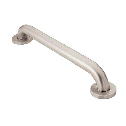 Moen Home Care Bathroom Safety 18 Inch Stainless Steel Handicap Grab Bar for Bathtub and Shower, Elderly Assistance Product with Concealed Screws, Polished Brass, R8918 - color: Stainless, size: 18 Inch