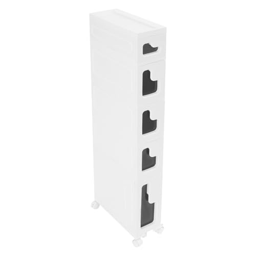 5 Tiers Slim Bathroom Storage Cabinet, 15.7" L X 6.3" W X 46.5" H Slim Rolling Cart, 66.14 Lbs Load-Bearing Capacity Narrow Storage Cabinet for Living Room, Kitchen, Bathroom, Office - size: 15.7" L X 6.3" W X 46.5" H