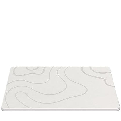 Diatomite Bathroom Stone Mat, Quick-Drying Bathroom Mat with Wave Pattern, Modern Design (White)
