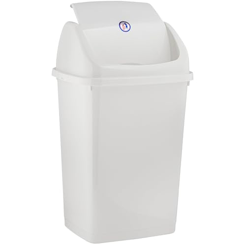 Superio Kitchen Trash Can 13 Gallon with Swing Lid, Plastic Tall Garbage Can Outdoor and Indoor, Large 52 Qt Recycle Bin and Waste Basket for Home, Office, Garage, Patio, Restaurant (White) - size: 13 Gallon, style: 1 Pack