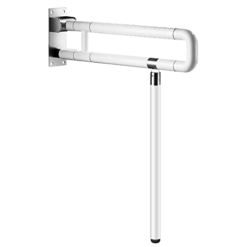 Modunful Upgraded Handicap Grab Bar for Bathroom, Flip Up Toilet Hand Rail for Elderly, Disabled, Pregnant, 23.6 Inch, White, Textured Finish, Stainless Steel - color: S-2910.White