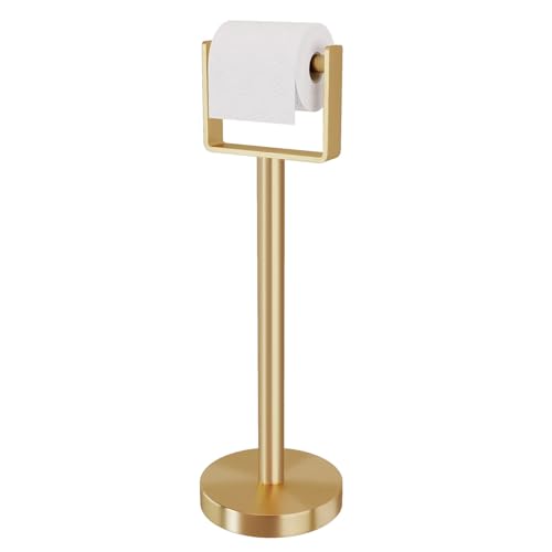 Heavy Duty Toilet Paper Holder Stand, Extra-Weighted Base No Tipping | Stainless Steel Toilet Paper Stand, Free Standing Floor Tissue Roll Holder for Bathroom, Gold 200UP - color: Gold
