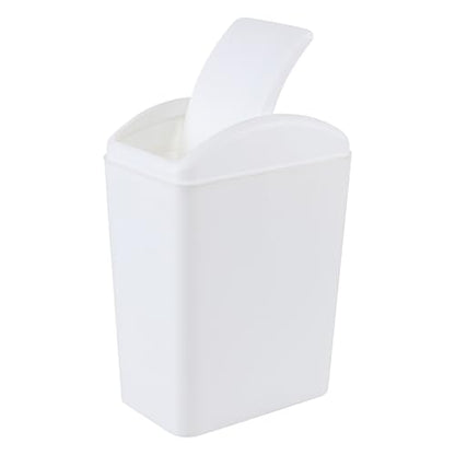 4.2 Gallon Swing Top Trash Can, Slim Plastic Wastebasket | Space-Saving Narrow Bin for Bathroom, Kitchen, Office, Easy Swing Lid, White, Lightweight and Easy to Clean - color: White