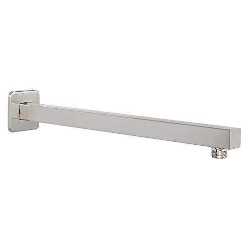 Shower Arm, Rain Shower Head Extension Extender, With Flange and Teflon Tape, Made of Thicken Stainless Steel for Bathroom Rainfall Shower (16 Inch, Brushed Nickel) - color: Brushed Nickel, style: 16 Inch