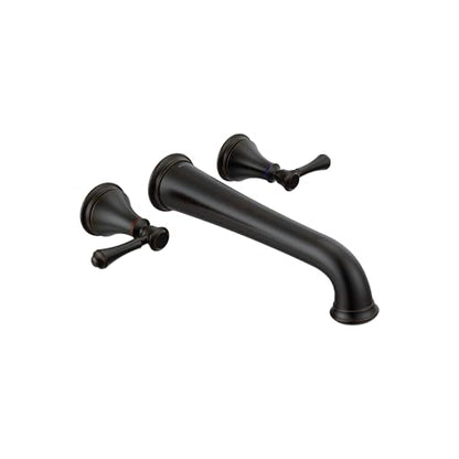 Delta Wall Mount Bathroom Faucet 3 Hole, Oil Rubbed Bronze Bathroom Sink Faucet for Vanity, Venetian Bronze T5797-RBWL (Valve Not Included) - color: Venetian Bronze