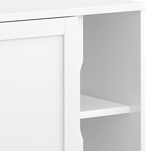 SIMPLIHOME Harper 48" Wide Solid Wood Storage Cabinet in Black - color: White, size: 30 inch
