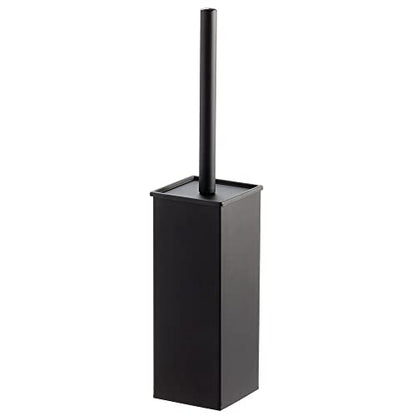 mDesign Steel Square Modern Toilet Bowl Brush and Holder for Bathroom Storage and Organization, Compact Free-Standing Design, Covered Brush - Sturdy, Deep Cleaning - Citi Collection - Matte Black - color: Matte Black