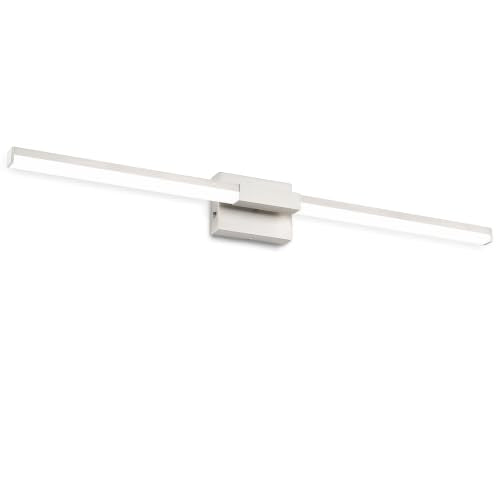 SOLFART Bathroom Light Fixture 40-Inch: Brushed Nickel Dimmable Vanity Lights for Bathroom, Built-in Dimmer, Thickened Aluminum Body, 360 Degree Rotation, ETL IP44 - color: Brushed Nickel-6000K, 5-Step Brightness Control, size: 40 inch